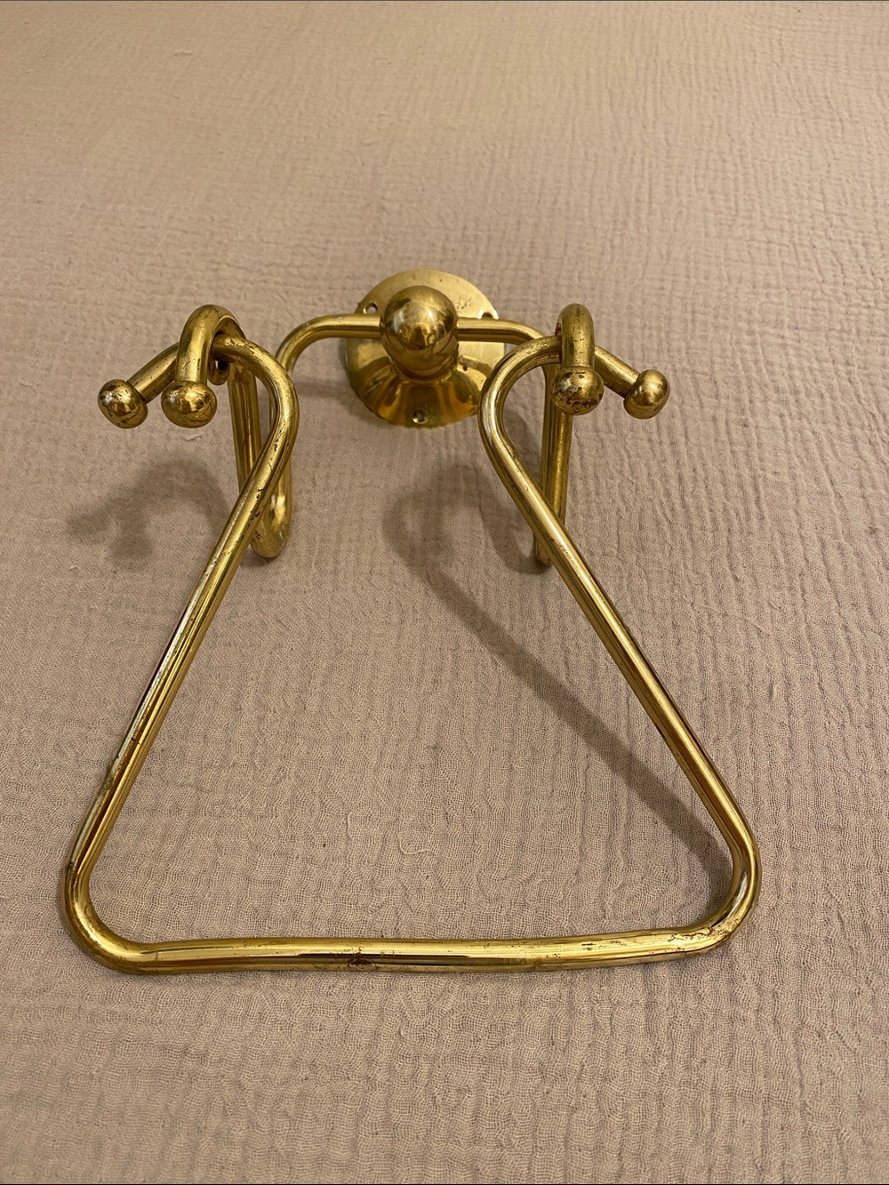 Vintyge Gold Triangle Towel Ring - Polished Brass Finish